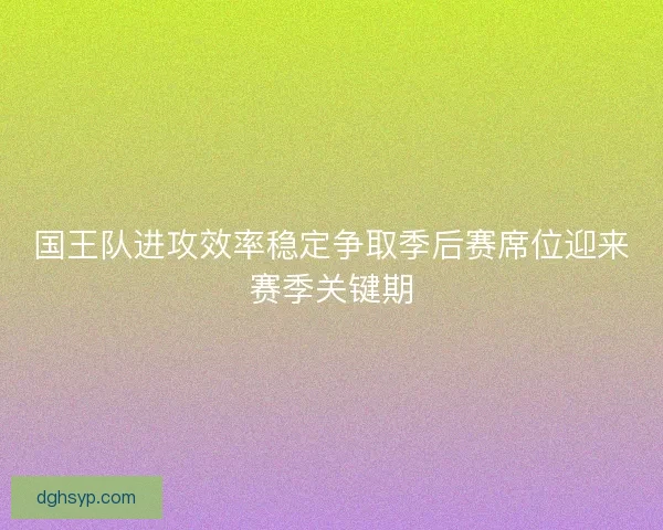 国王队进攻效率稳定争取季后赛席位迎来赛季关键期